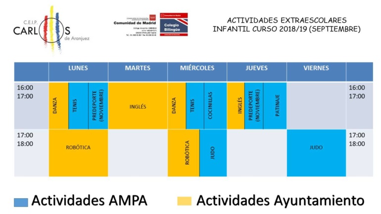 ACTIVIDADES EXTRAESCOLARES CURSO 2018/2019